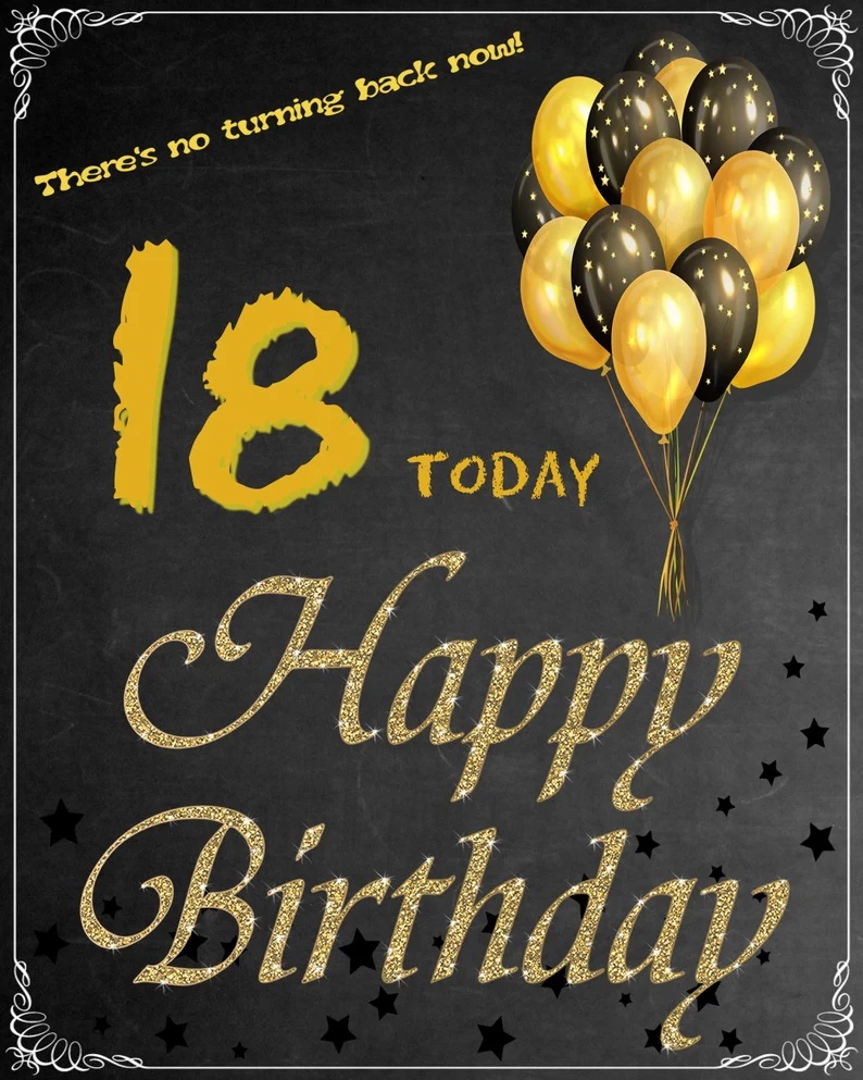 Printable happy 18th birthday poster